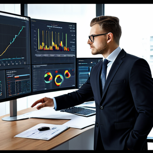 Home 6 **
"A data analyst in a modern office setting, examining charts and graphs on a large monitor, fully clothed in professional attire, safe for work, appropriate content, perfect anatomy, natural proportions, professional."
**