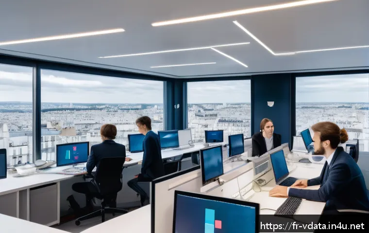 빅데이터 분석가가 피해야 할 실무 실수 - A modern data analyst office environment in Paris, France, showing a diverse team of professionals e...