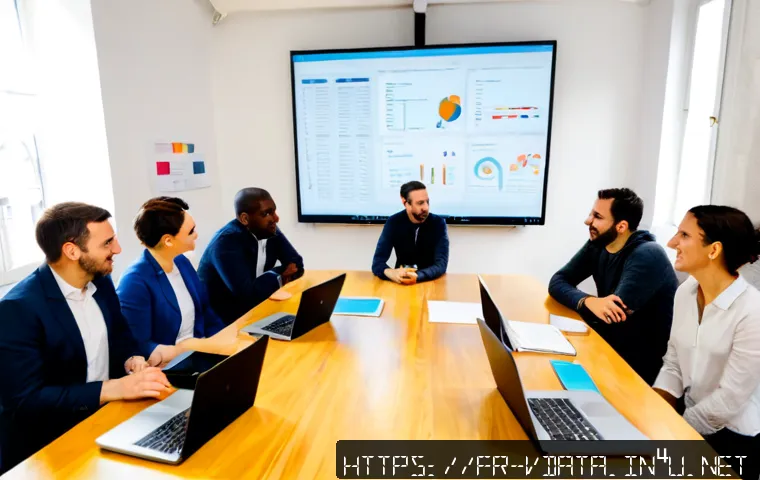 Home 17 빅데이터 분석가 커뮤니티 추천 - Photorealistic wide-angle scene of a welcoming data analytics community meetup in a bright Paris cow...